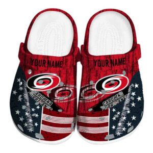 customized carolina hurricanes star spangled side pattern clog best selling