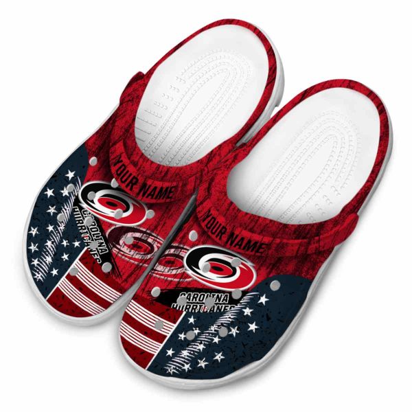 customized carolina hurricanes star spangled side pattern clog latest model