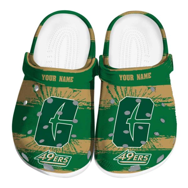 customized charlotte 49ers paint splatter graphics clog best selling