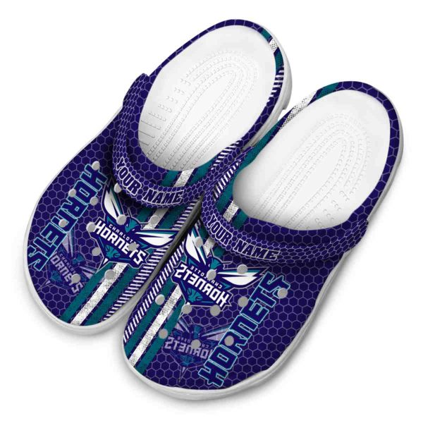 customized charlotte hornets contrasting stripes clog latest model