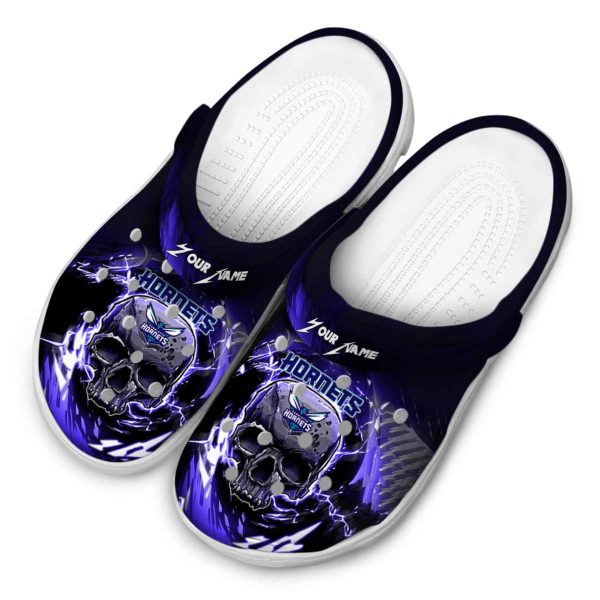 customized charlotte hornets gothic skull clog latest model