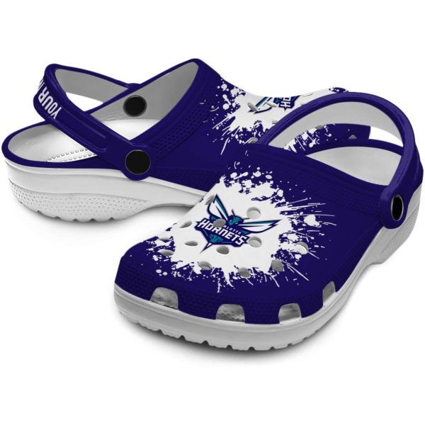 customized charlotte hornets splatter background clog high quality