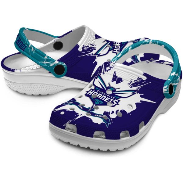 customized charlotte hornets splatter pattern clog high quality