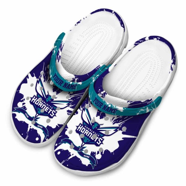 customized charlotte hornets splatter pattern clog latest model