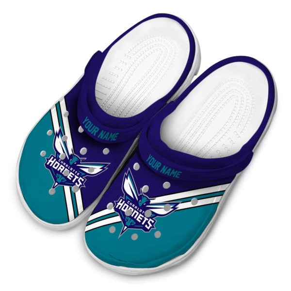 customized charlotte hornets striped accents clog latest model