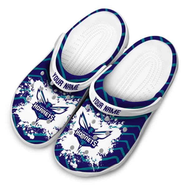 customized charlotte hornets zigzag paint burst clog latest model