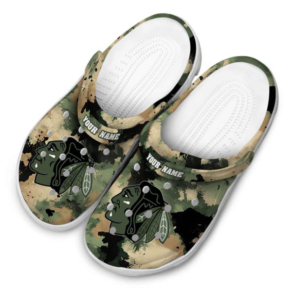 customized chicago blackhawks camouflage craze clog latest model