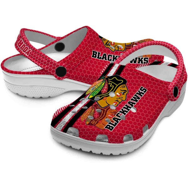 customized chicago blackhawks contrasting stripes clog high quality