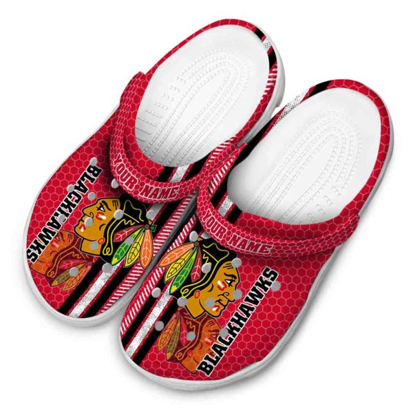 customized chicago blackhawks contrasting stripes clog latest model