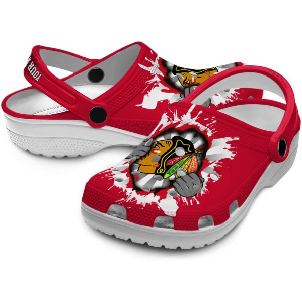 customized chicago blackhawks gripping hand clog high quality