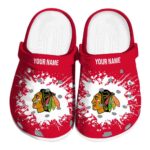 customized chicago blackhawks splatter background clog best selling