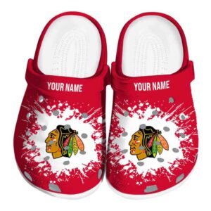 customized chicago blackhawks splatter background clog best selling