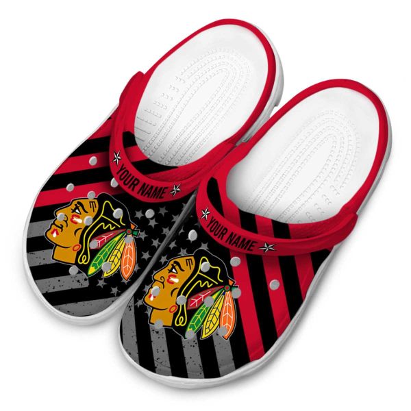 customized chicago blackhawks star spangled graphic clog latest model
