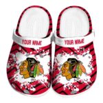 customized chicago blackhawks zigzag paint burst clog best selling