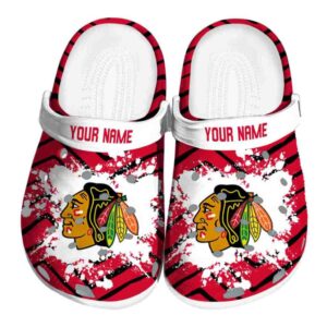 customized chicago blackhawks zigzag paint burst clog best selling