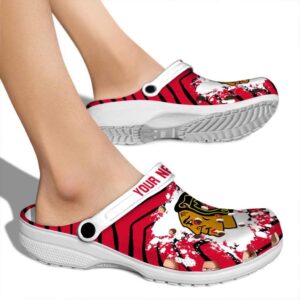 customized chicago blackhawks zigzag paint burst clog fashion forward