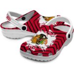 customized chicago blackhawks zigzag paint burst clog best selling
