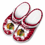 customized chicago blackhawks zigzag paint burst clog best selling
