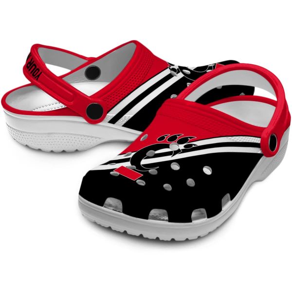 customized cincinnati bearcats striped accents clog high quality