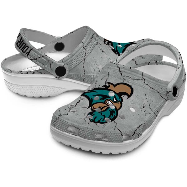 customized coastal carolina chanticleers cracked texture clog high quality