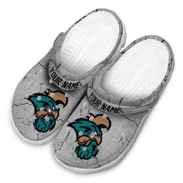 customized coastal carolina chanticleers cracked texture clog latest model