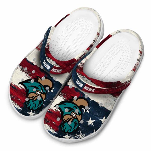 customized coastal carolina chanticleers patriotic stripes clog latest model