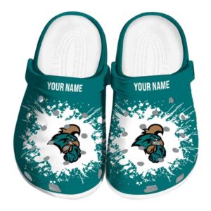 customized coastal carolina chanticleers splatter background clog best selling