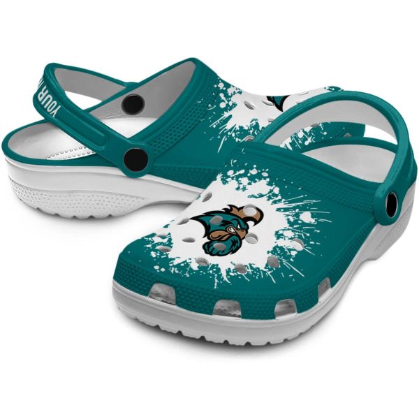 customized coastal carolina chanticleers splatter background clog high quality