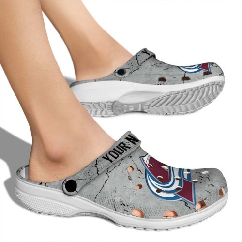 customized colorado avalanche cracked texture clog fashion forward