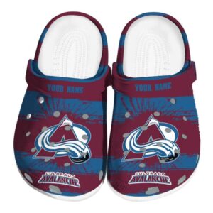 customized colorado avalanche paint splatter graphics clog best selling
