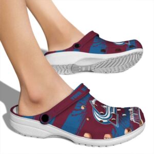 customized colorado avalanche paint splatter graphics clog fashion forward
