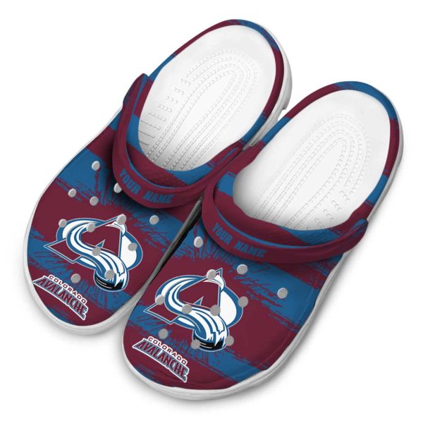 customized colorado avalanche paint splatter graphics clog latest model