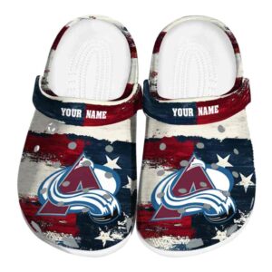 customized colorado avalanche patriotic stripes clog best selling