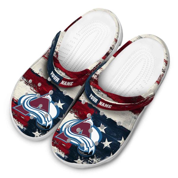 customized colorado avalanche patriotic stripes clog latest model