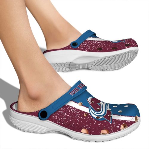 customized colorado avalanche vertical stripes clog fashion forward