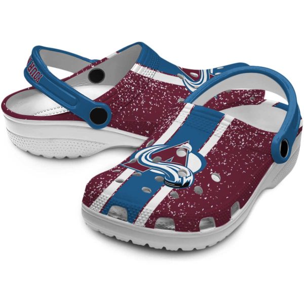 customized colorado avalanche vertical stripes clog high quality