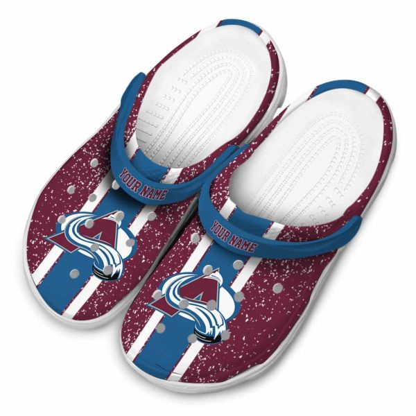 customized colorado avalanche vertical stripes clog latest model