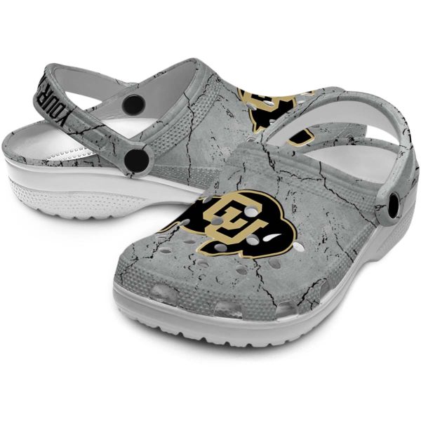 customized colorado buffaloes cracked texture clog high quality