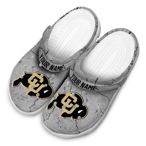 customized colorado buffaloes cracked texture clog latest model