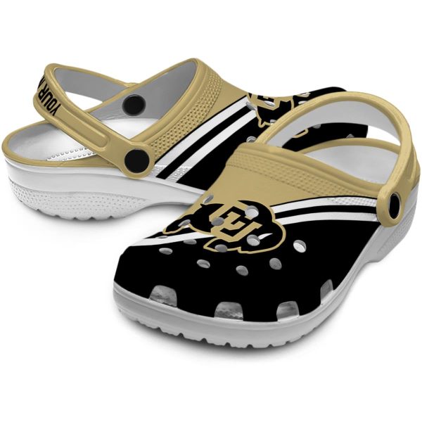 customized colorado buffaloes striped accents clog high quality