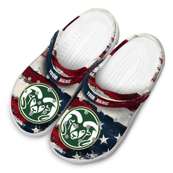 customized colorado state rams patriotic stripes clog latest model