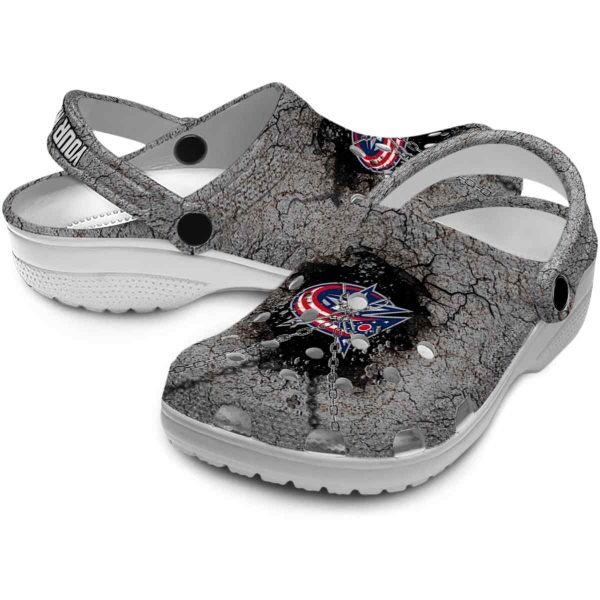 customized columbus blue jackets cracked ground texture clog high quality
