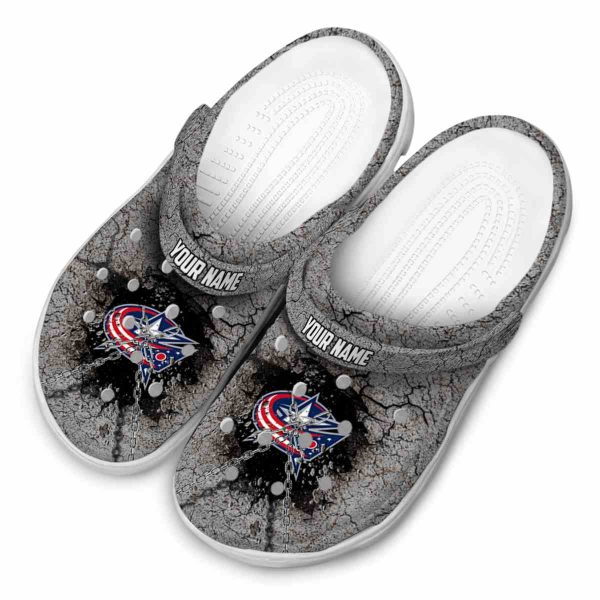 customized columbus blue jackets cracked ground texture clog latest model