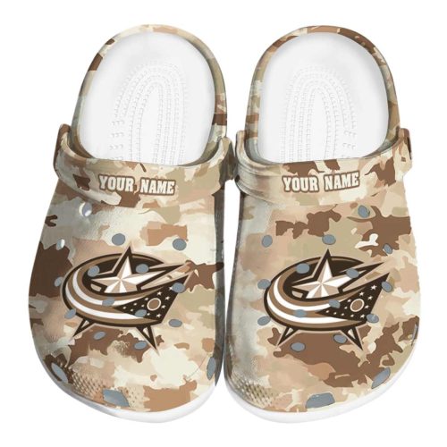 customized columbus blue jackets desert camo clog best selling