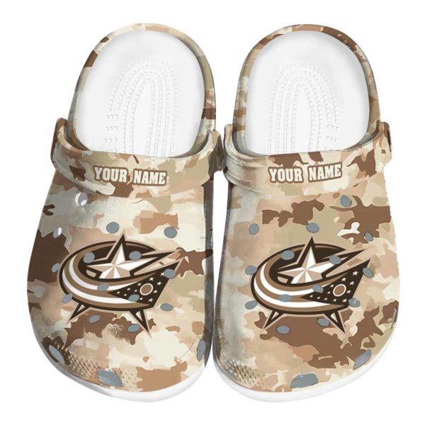 customized columbus blue jackets desert camo clog best selling