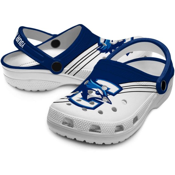 customized creighton bluejays striped accents clog high quality