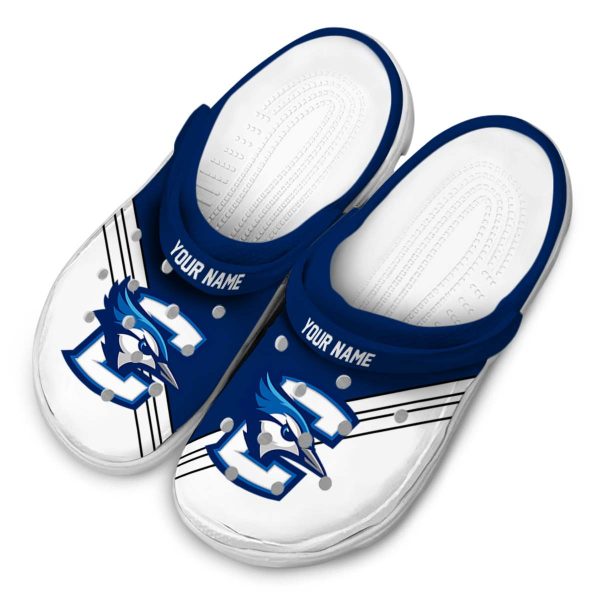 customized creighton bluejays striped accents clog latest model