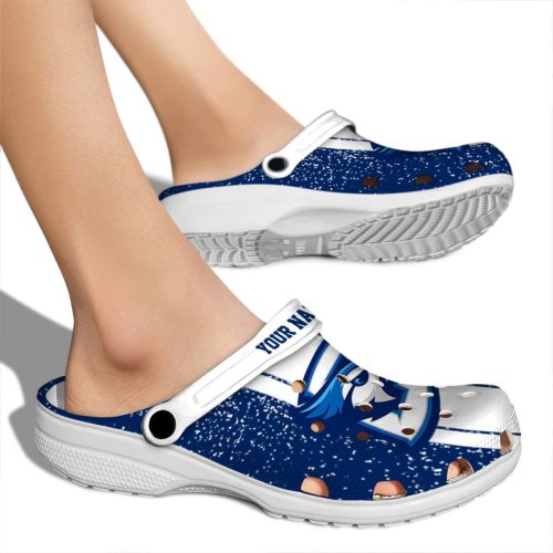 customized creighton bluejays vertical stripes clog fashion forward