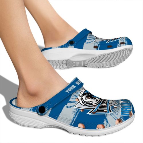 customized dallas mavericks paint splatter graphics clog fashion forward