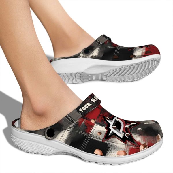 customized dallas stars plaid fusion clog fashion forward